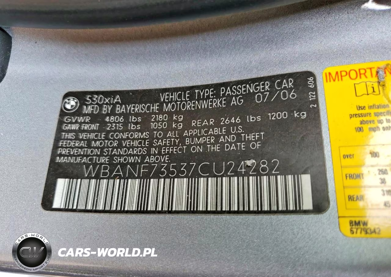 2007 BMW 530 Xi VIN:WBANF73537CU24282 - 12