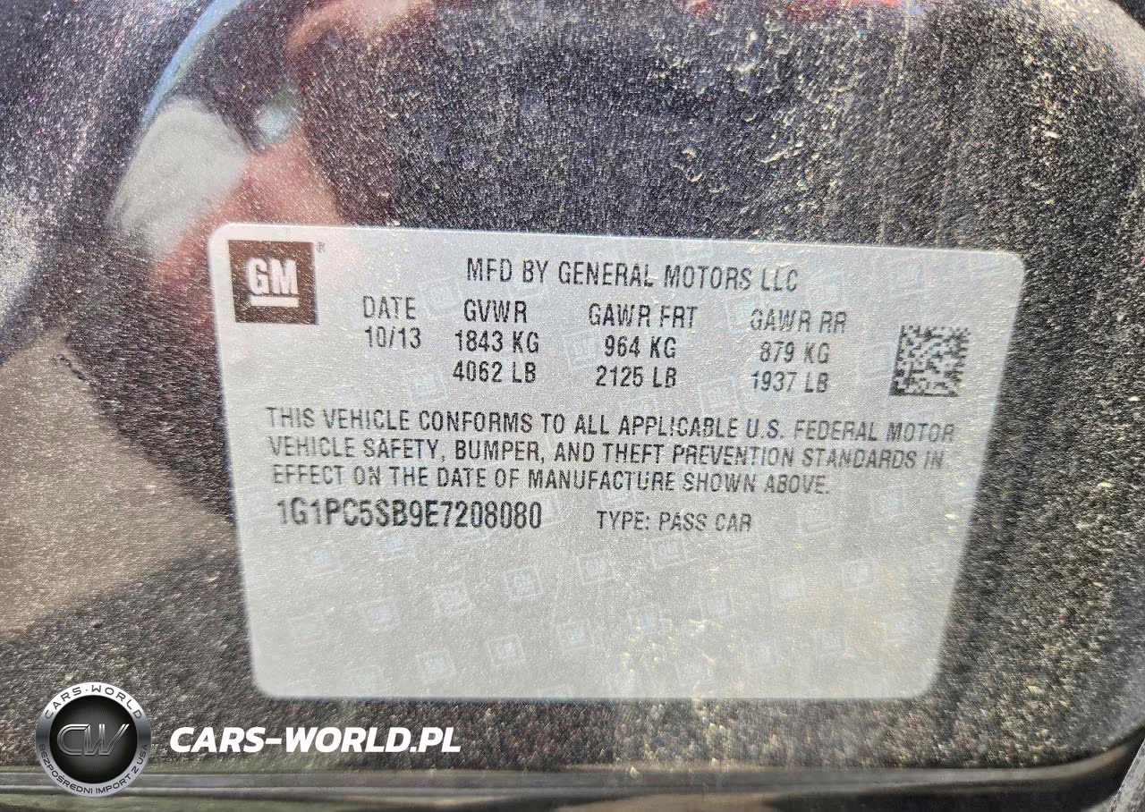 2014 Chevrolet Cruze Lt VIN:1G1PC5SB9E7208080 - 12