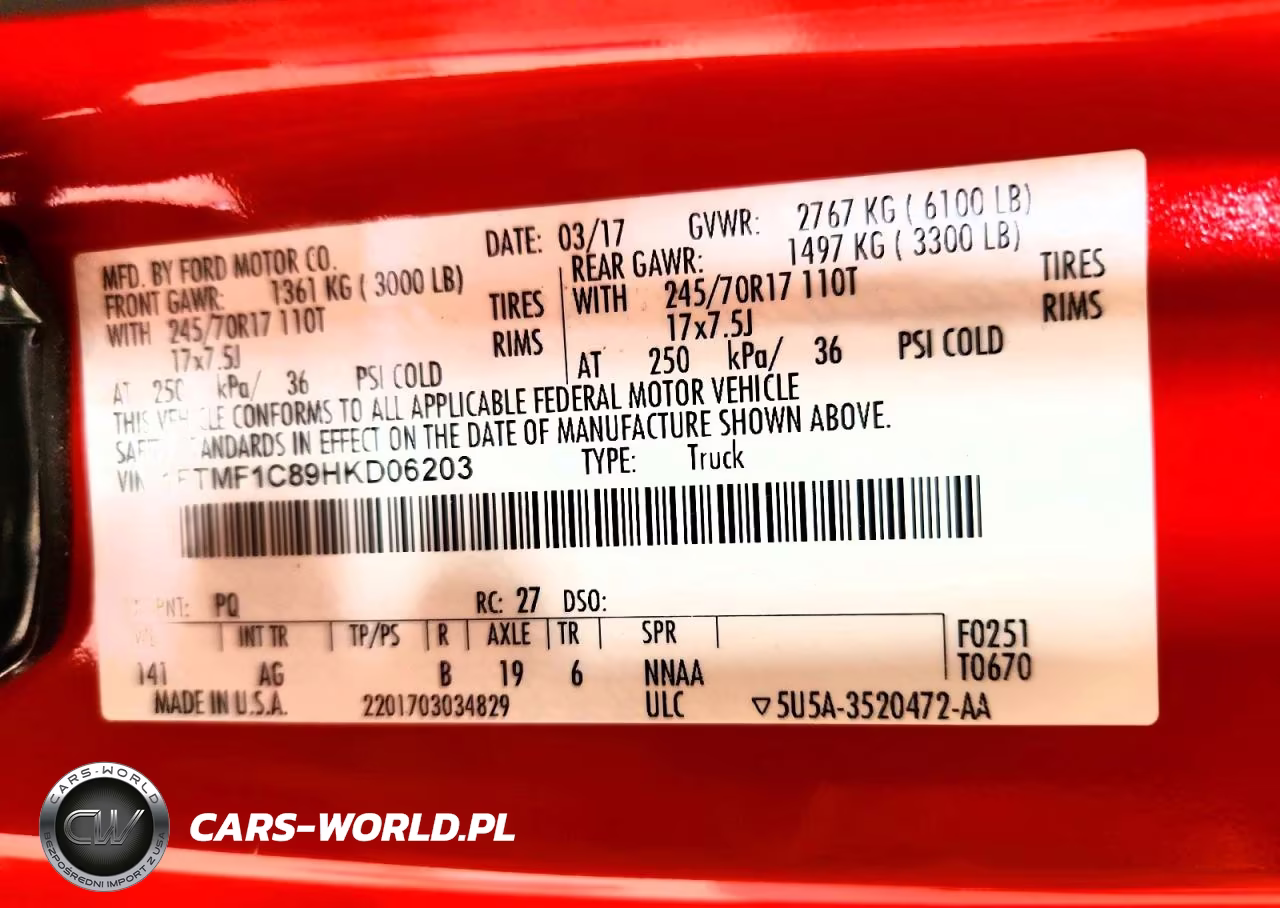 2017 Ford F150 VIN:1FTMF1C89HKD06203 - 13