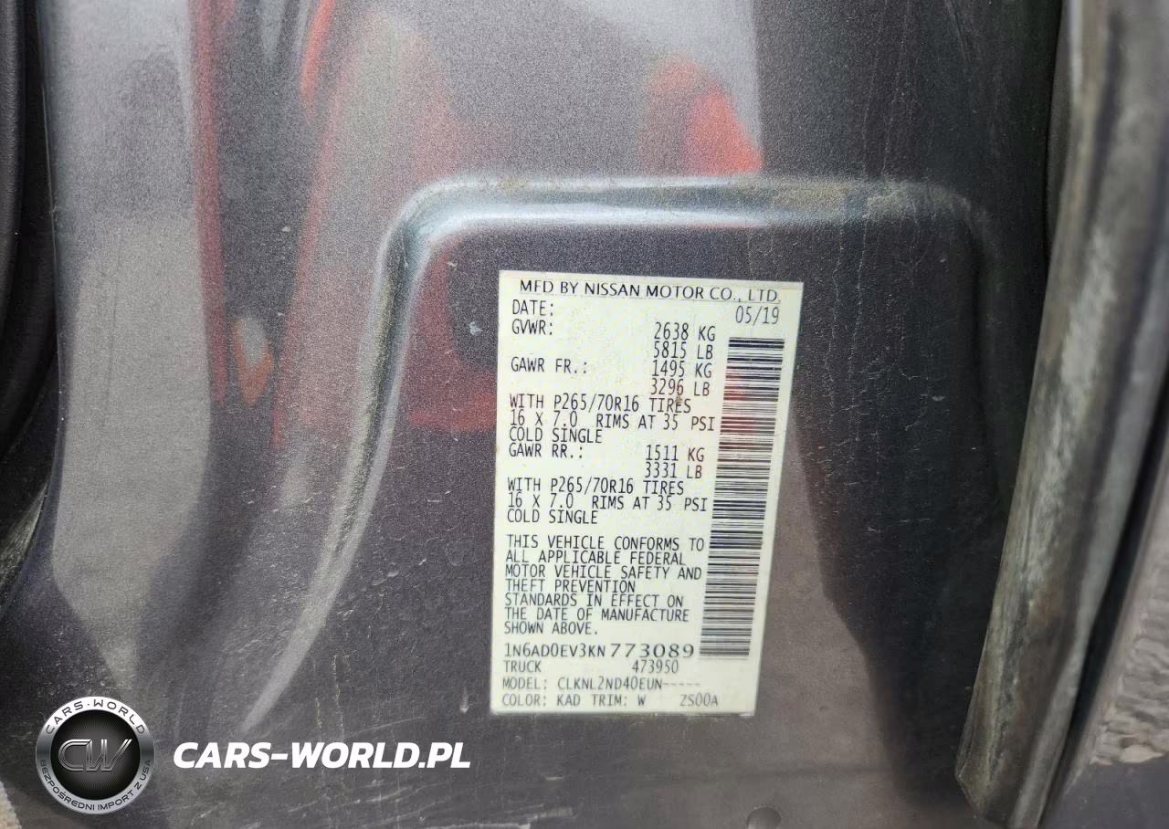 2019 Nissan Frontier Sv VIN:1N6AD0EV3KN773089 - 12