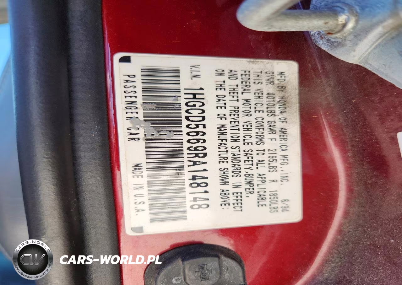 1994 Honda Accord Ex VIN:1HGCD5669RA148148 - 12