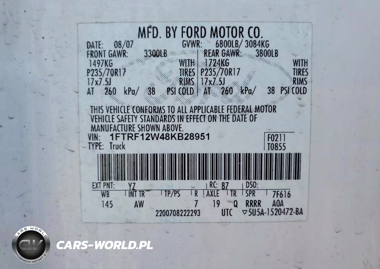 2008 Ford F150 VIN:1FTRF12W48KB28951 - 12