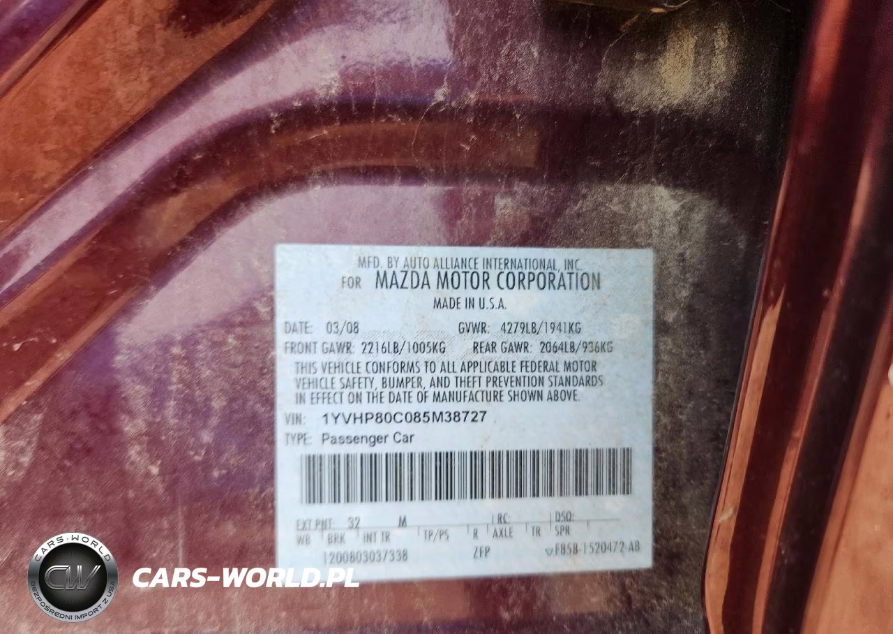 2008 Mazda 6 I VIN:1YVHP80C085M38727 - 12