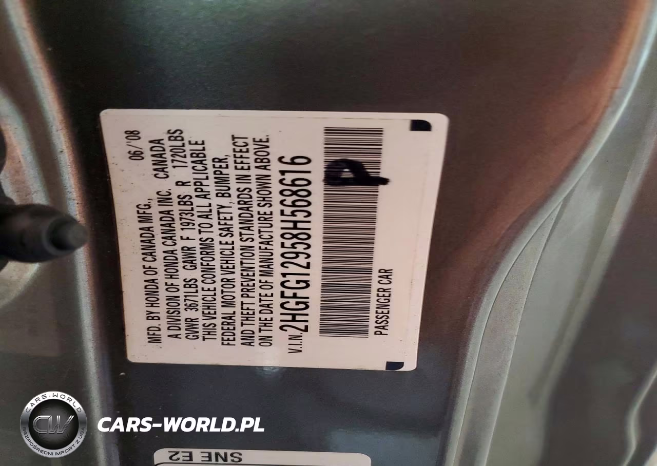 2008 Honda Civic Exl VIN:2HGFG12958H568616 - 12