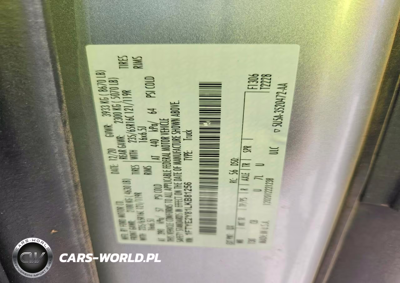 2020 Ford Transit T-150 VIN:1FTYE2Y81LKB81256 - 13