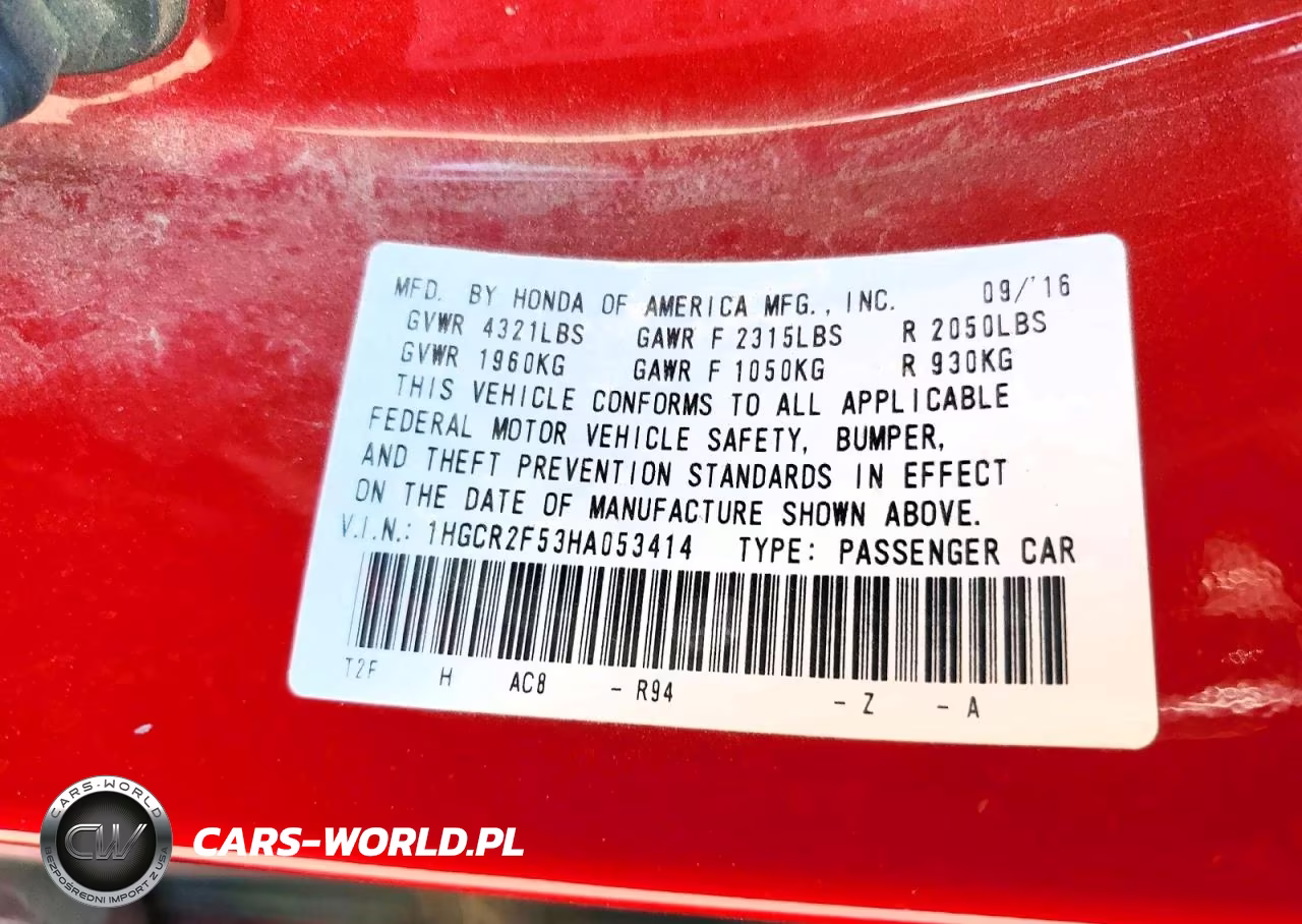 2017 Honda Accord Sport VIN:1HGCR2F53HA053414 - 12
