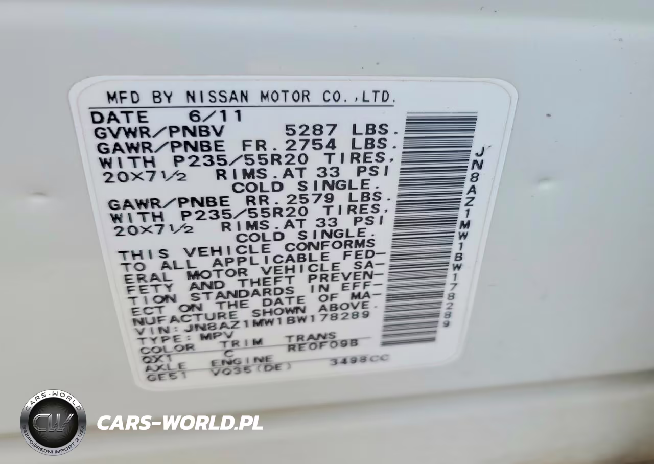 2011 Nissan Murano S-Sl-Le VIN:JN8AZ1MW1BW178289 - 13