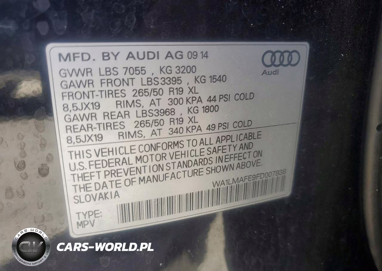 2015 Audi Q7 Tdi Prestige VIN:WA1LMAFE9FD007938 - 13