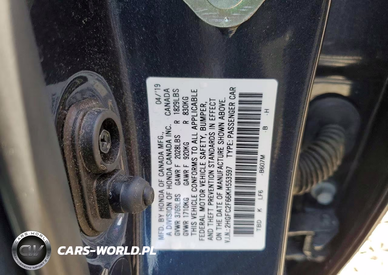 2019 Honda Civic Lx VIN:2HGFC2F66KH553597 - 13