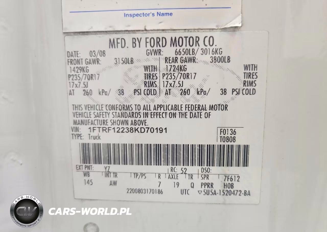 2008 Ford F150 VIN:1FTRF12238KD70191 - 12