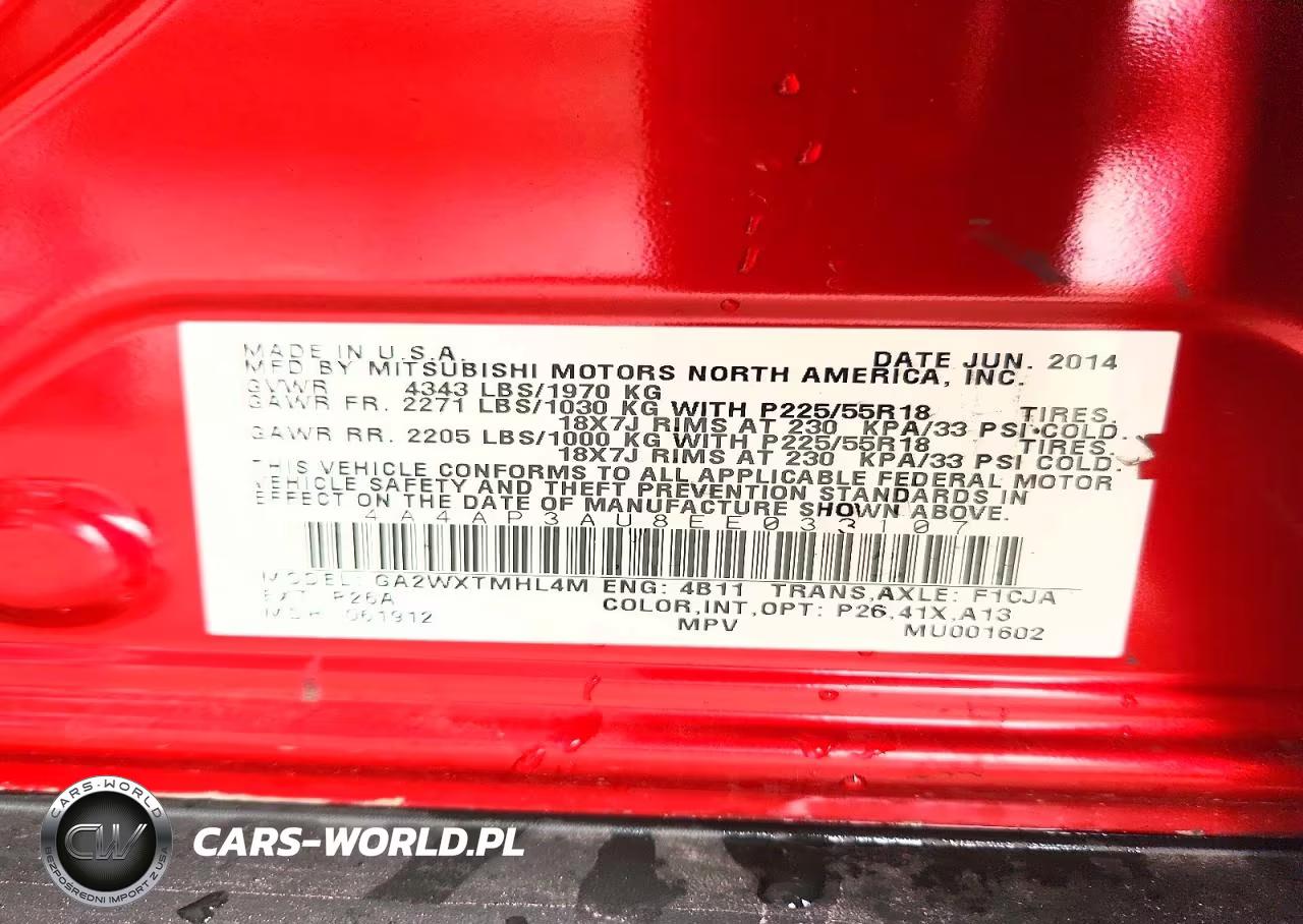 2014 Mitsubishi Outlander Sport Es VIN:4A4AP3AU8EE033107 - 13