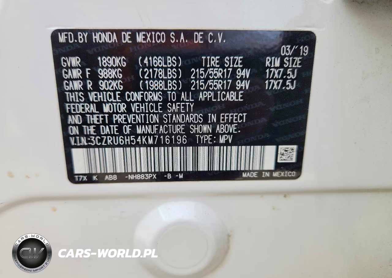 2019 Honda Hr-V Ex VIN:3CZRU6H54KM716196 - 14