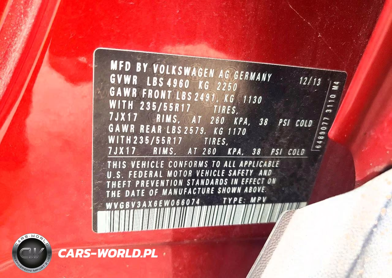 2014 Volkswagen Tiguan S VIN:WVGBV3AX6EW066074 - 14