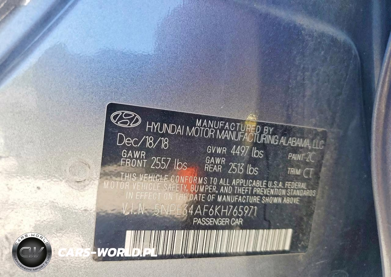 2019 Hyundai Sonata Sport VIN:5NPE34AF6KH765971 - 13