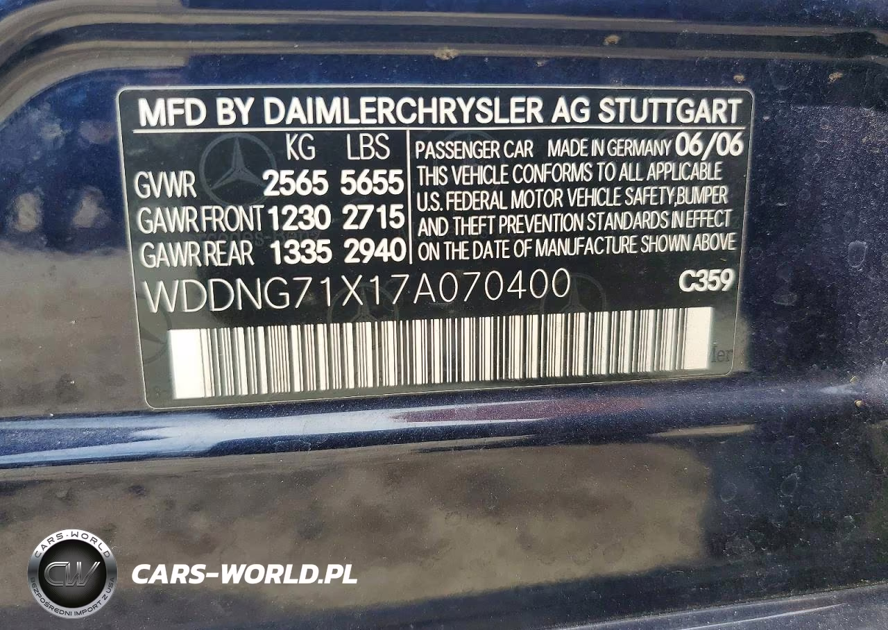2007 Mercedes-Benz S 550 VIN:WDDNG71X17A070400 - 12