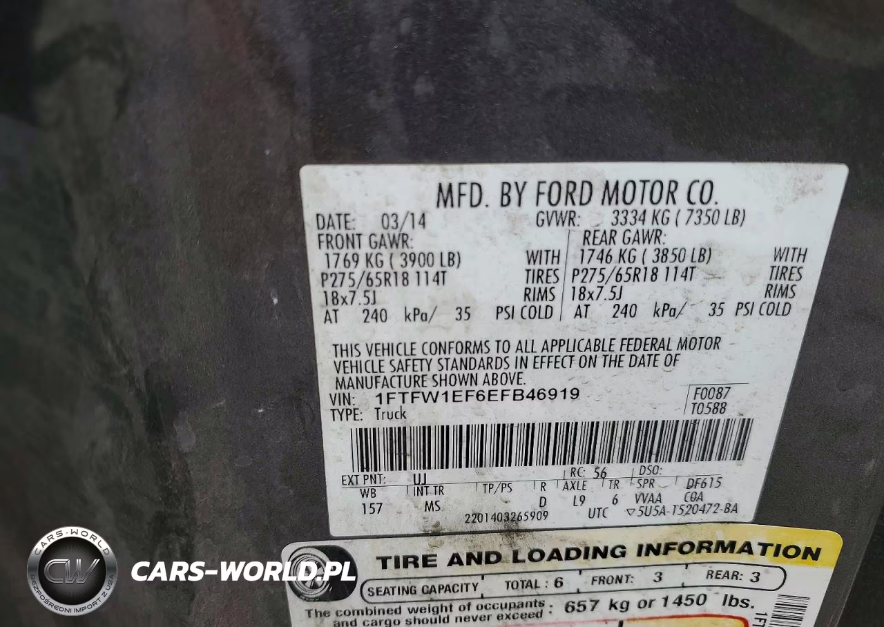 2014 Ford F150 Supercrew VIN:1FTFW1EF6EFB46919 - 12