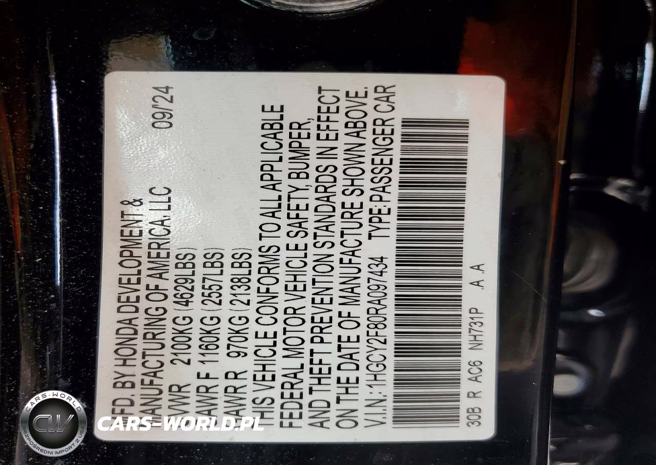 2024 Honda Accord Touring Hybrid VIN:1HGCY2F80RA097434 - 14