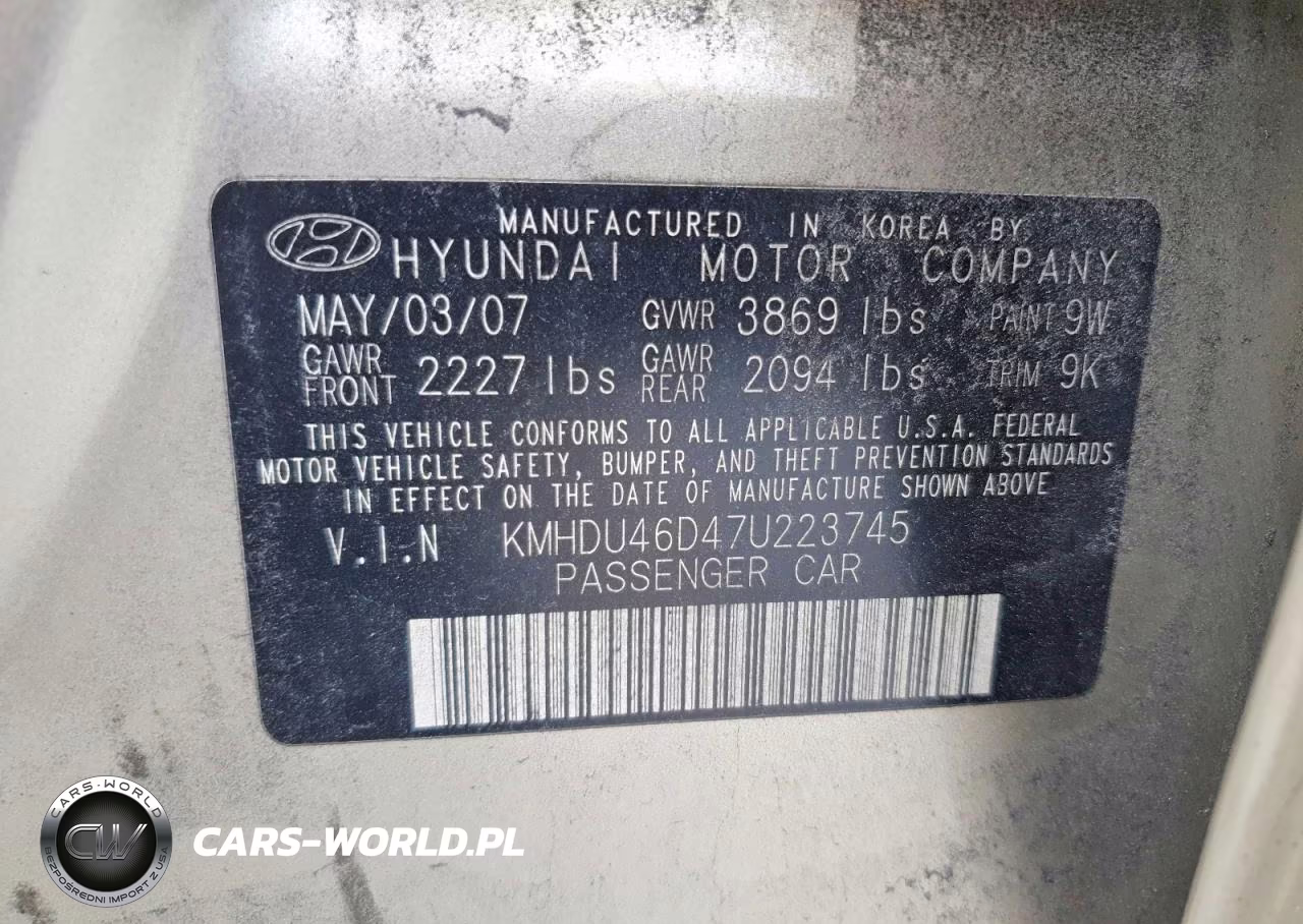2007 Hyundai Elantra Gls VIN:KMHDU46D47U223745 - 13