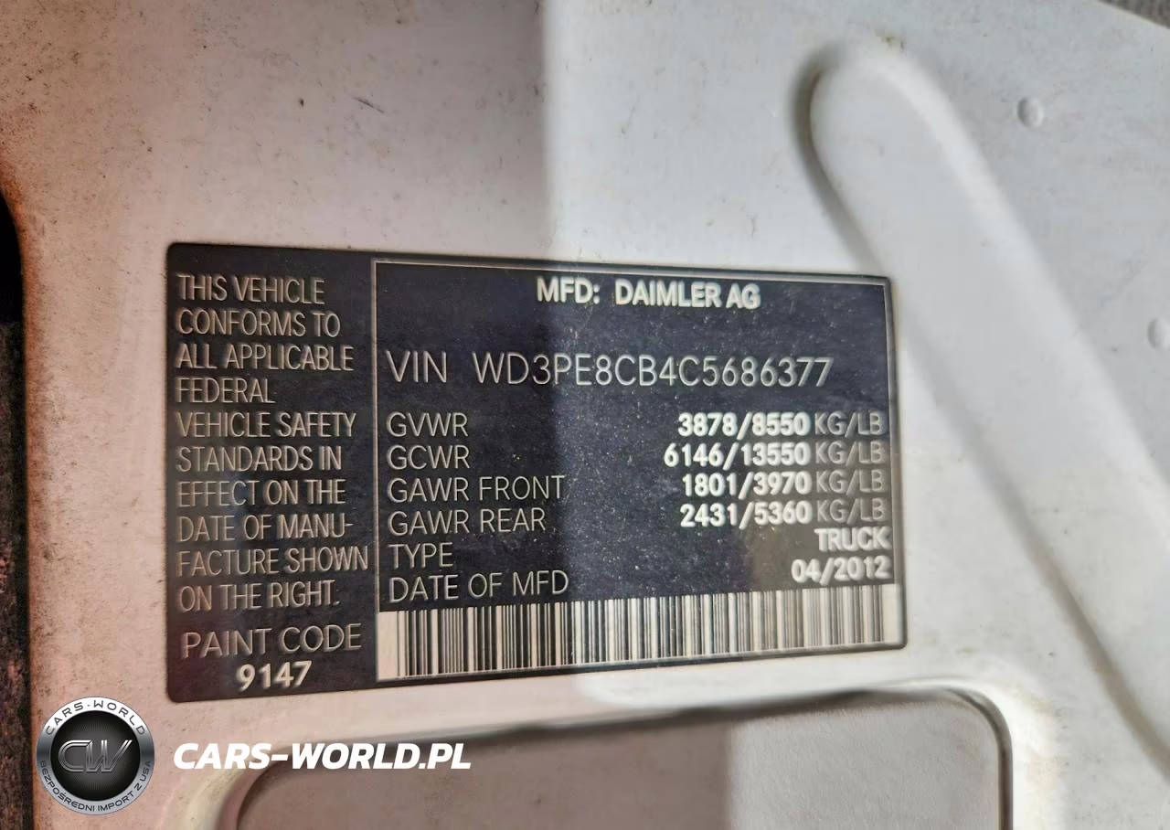 2012 Mercedes-Benz Sprinter 2500 VIN:WD3PE8CB4C5686377 - 13