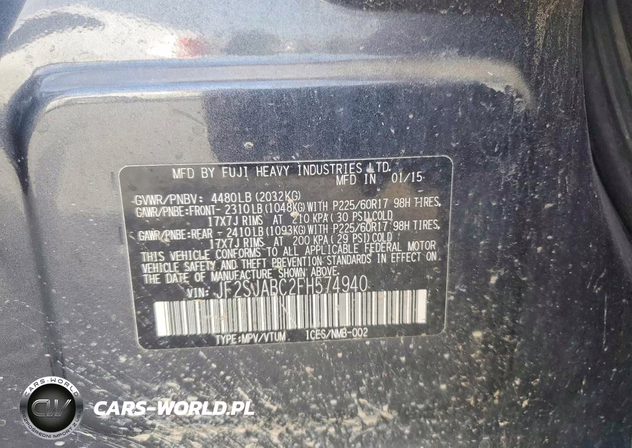 2015 Subaru Forester 2.5I VIN:JF2SJABC2FH574940 - 13