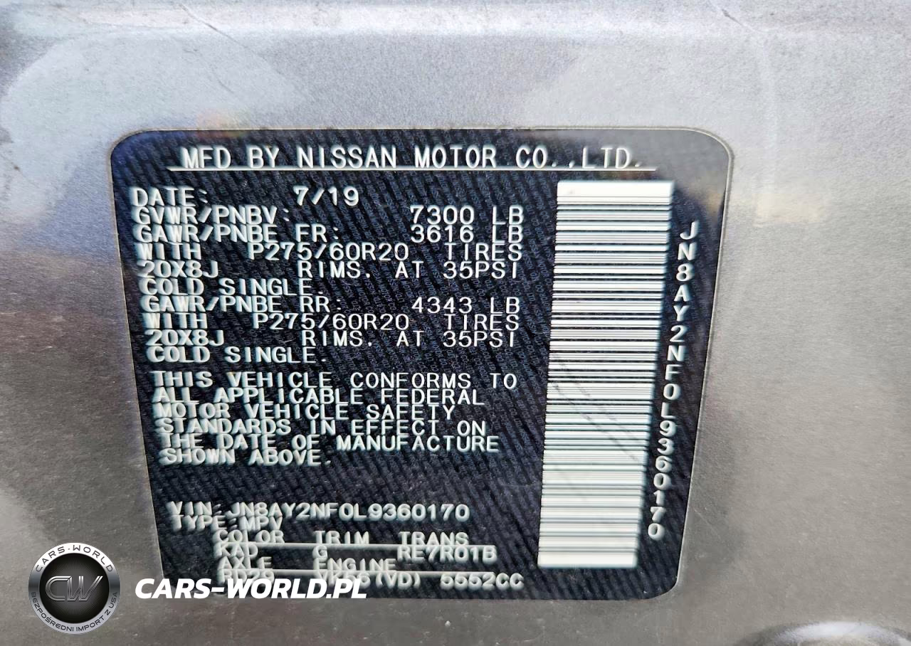 2020 Nissan Armada Platinum VIN:JN8AY2NF0L9360170 - 13