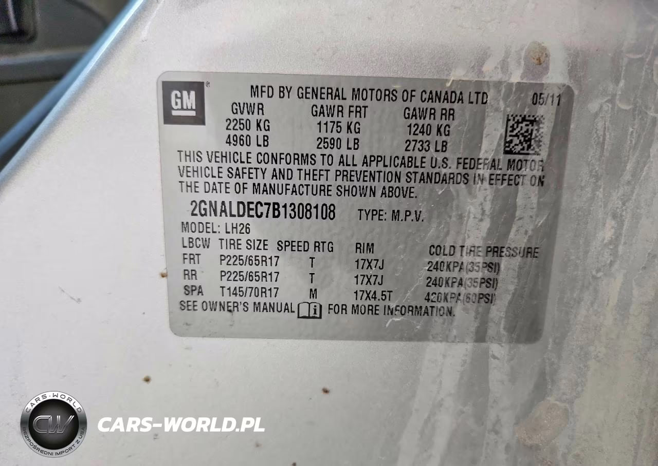2011 Chevrolet Equinox Lt VIN:2GNALDEC7B1308108 - 13
