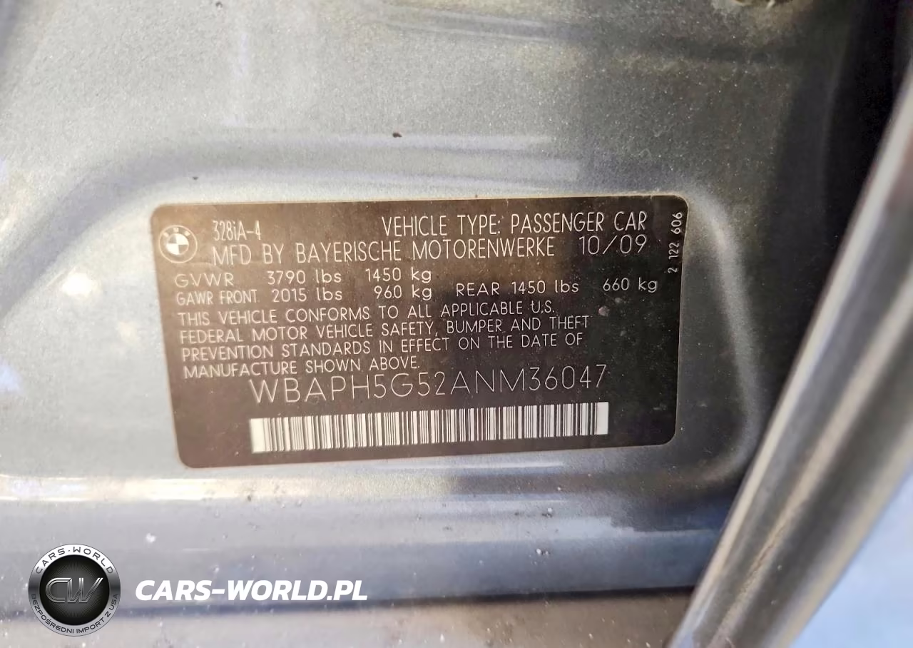 2010 BMW 328 I Sulev VIN:WBAPH5G52ANM36047 - 12