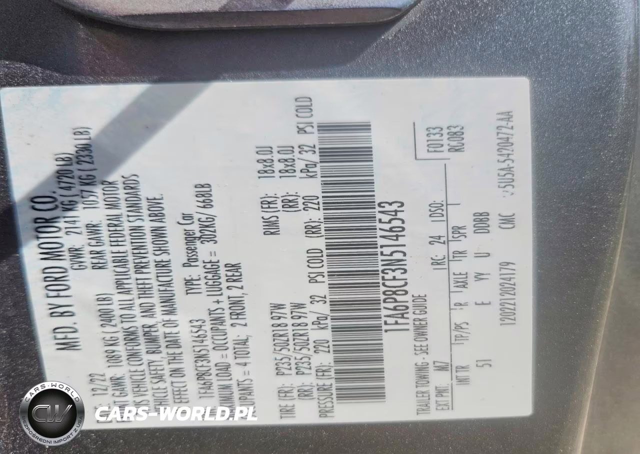 2022 Ford Mustang Gt VIN:1FA6P8CF3N5146543 - 13