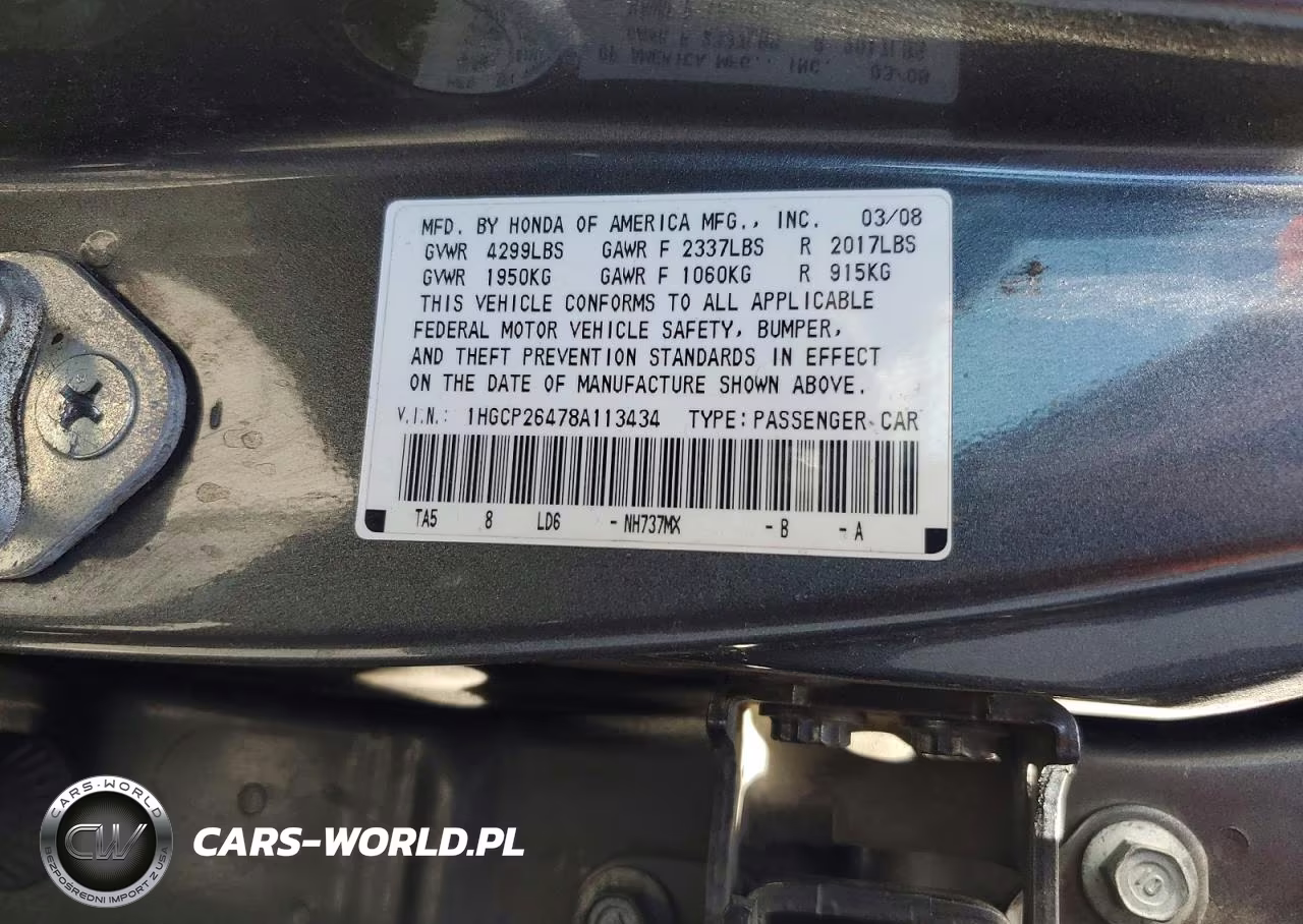 2008 Hond Accord VIN:1HGCP26478A113434 - 13