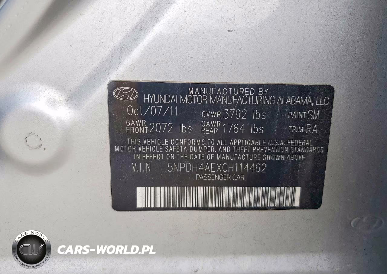 2012 Hyundai Elantra VIN:5NPDH4AEXCH114462 - 12