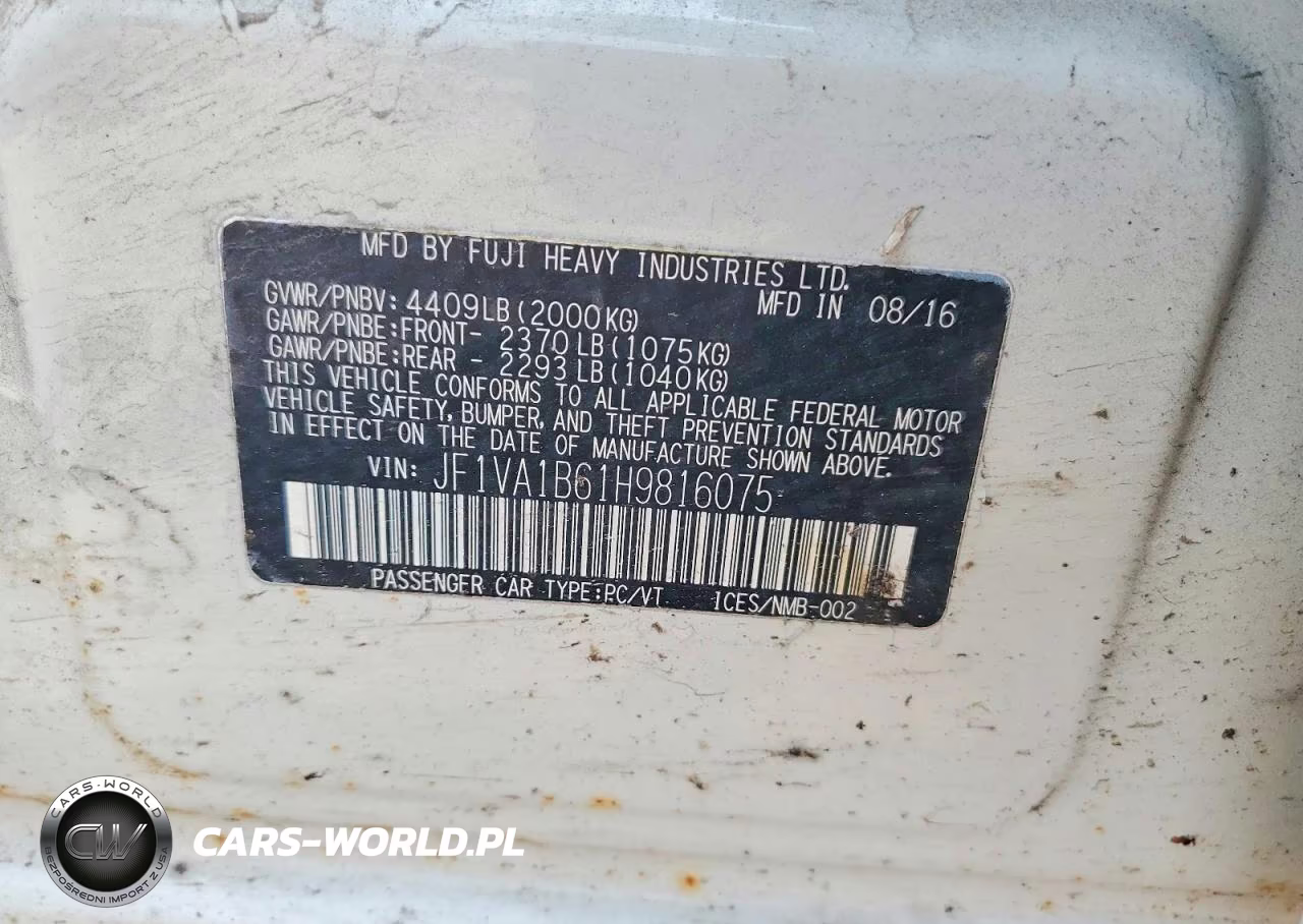 2017 Subaru Wrx VIN:JF1VA1B61H9816075 - 13