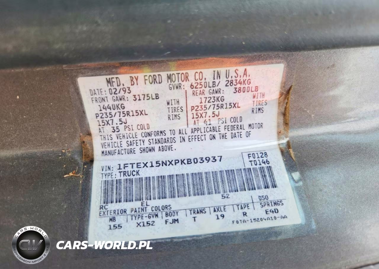 1993 Ford F150 VIN:1FTEX15NXPKB03937 - 12