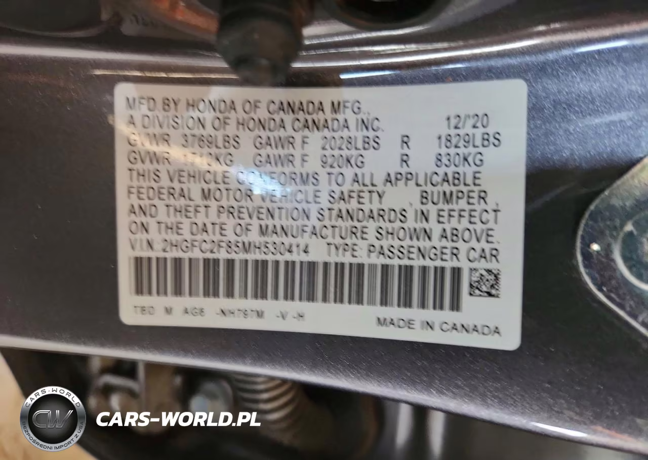 2021 Honda Civic Sport VIN:2HGFC2F85MH530414 - 12