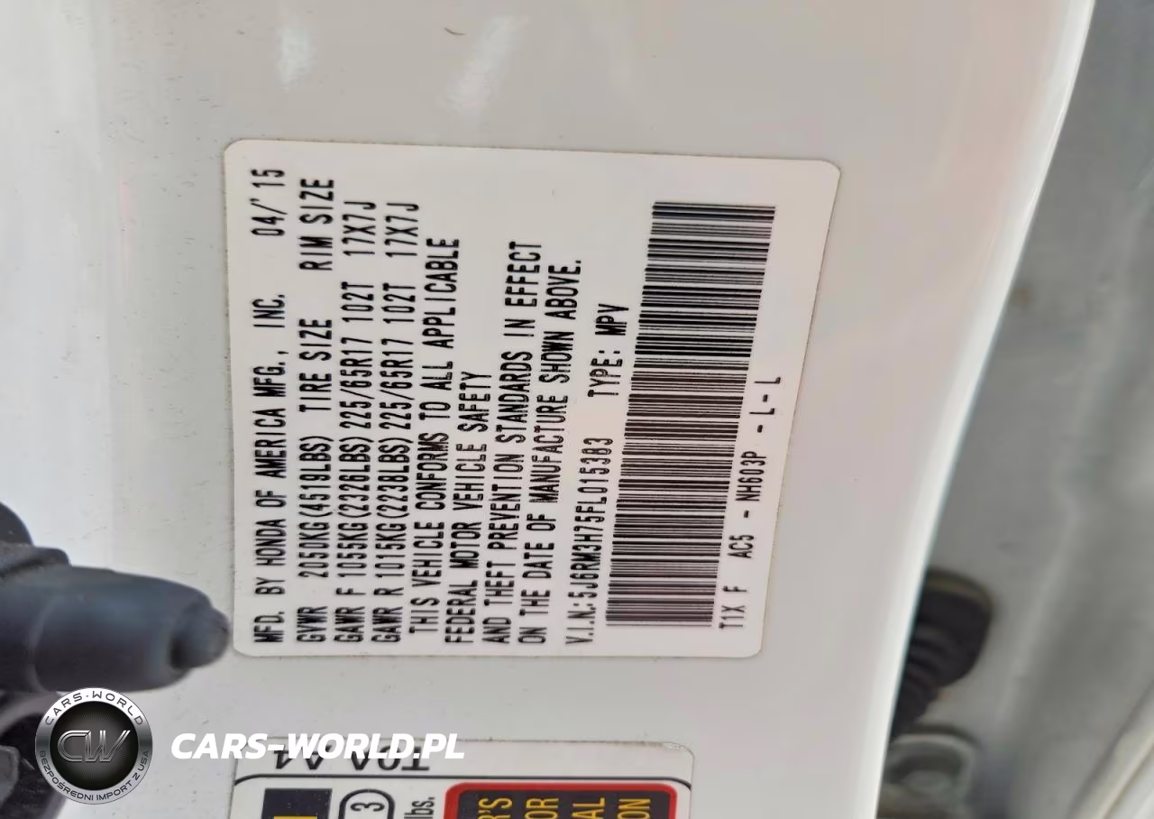 2015 Honda Cr-V Exl VIN:5J6RM3H75FL015383 - 14