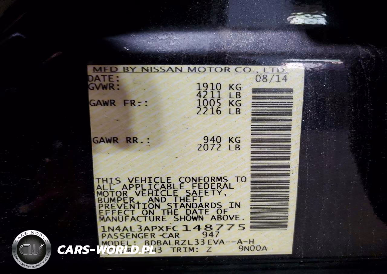 2015 Nissan Altima 2.5 Sl VIN:1N4AL3APXFC148775 - 12