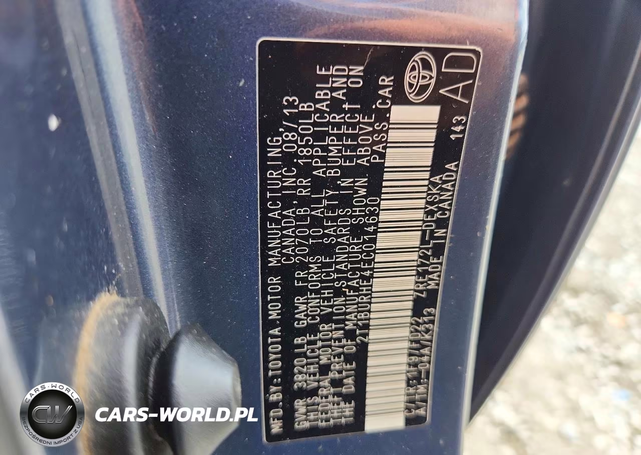 2014 Toyota Corolla S Plus VIN:2T1BURHE4EC014630 - 12