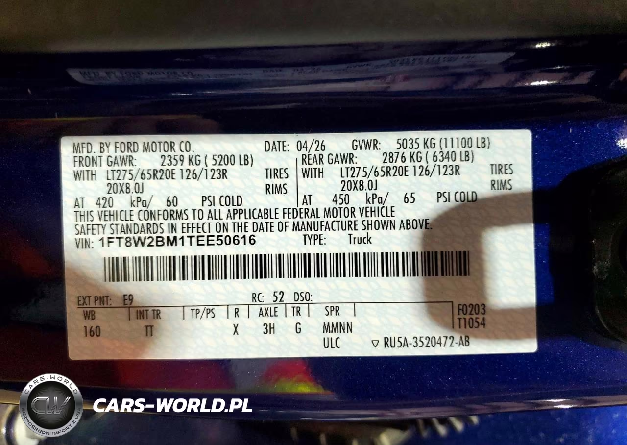 2026 Ford F250 VIN:1FT8W2BM1TEE50616 - 12