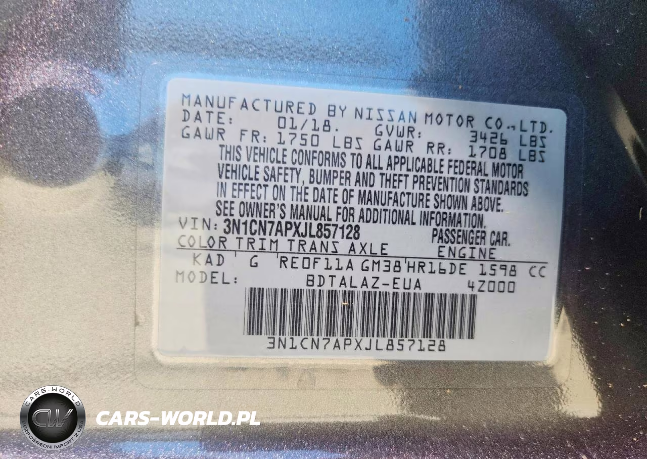 2018 Nissan Versa S Plus VIN:3N1CN7APXJL857128 - 12