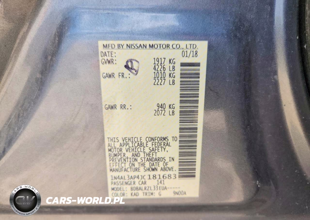 2018 Nissan Altima 2.5 Sl VIN:1N4AL3AP4JC181683 - 12