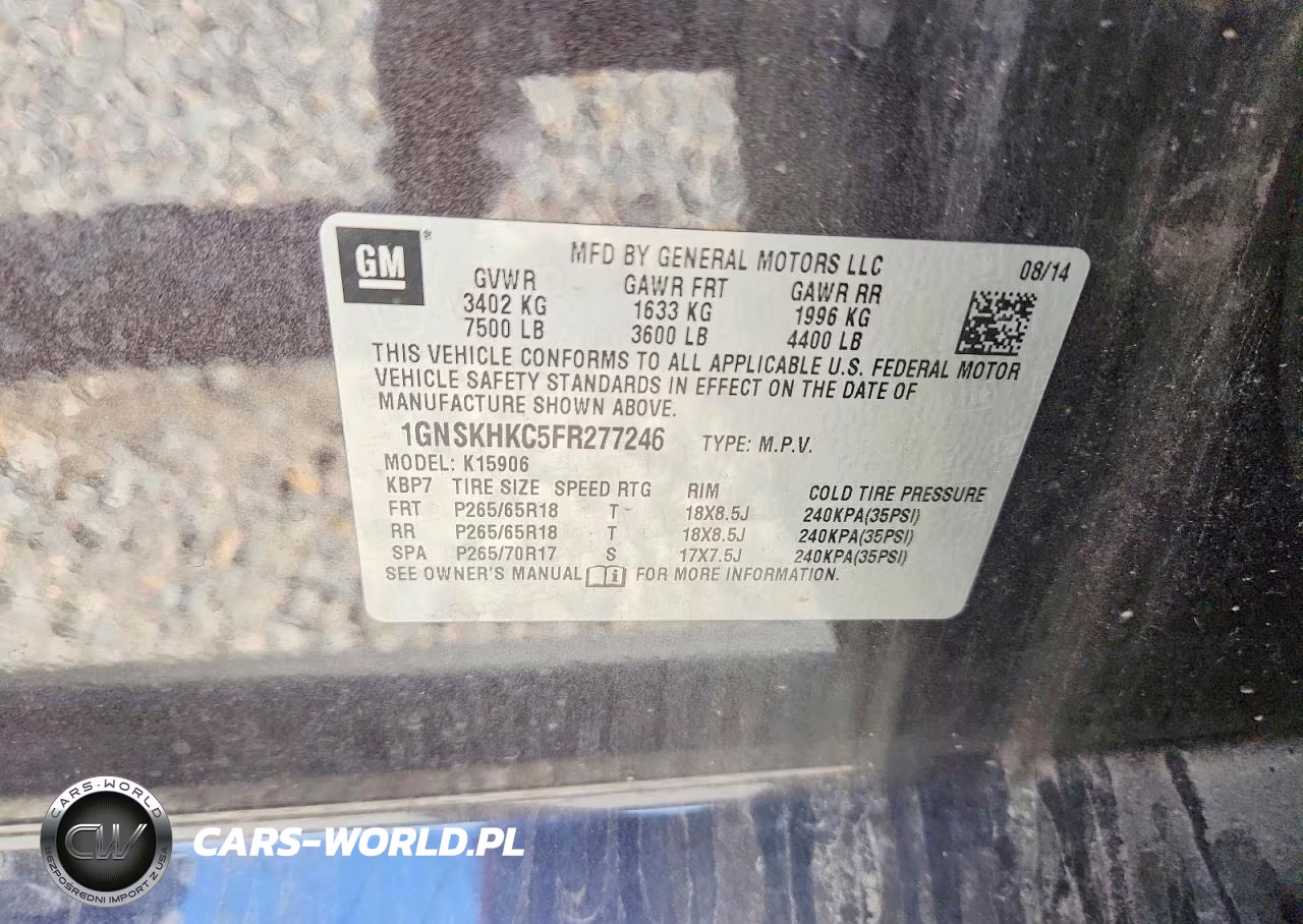2015 Chevrolet Suburban K1500 Ls VIN:1GNSKHKC5FR277246 - 13