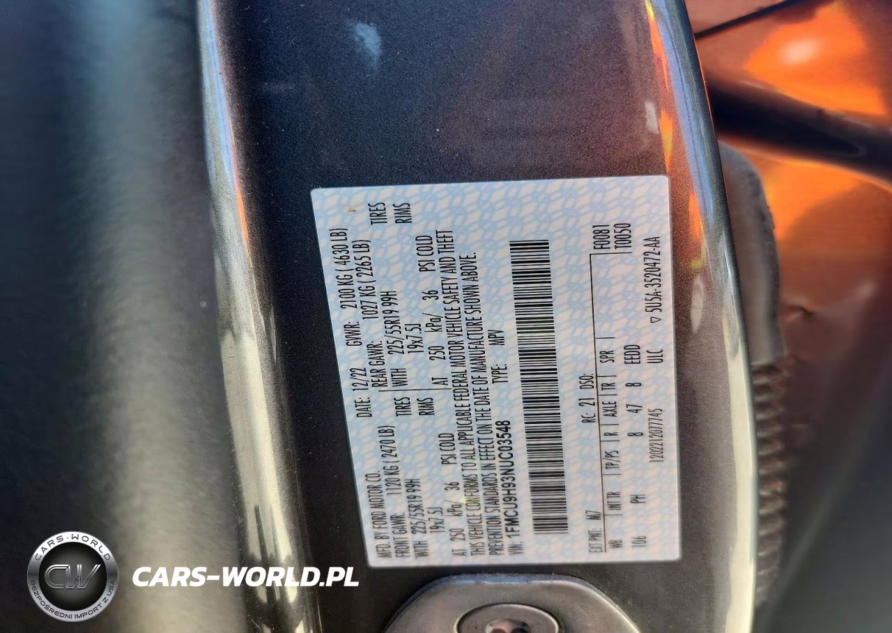 2022 Ford Escape Sel VIN:1FMCU9H93NUC03548 - 12