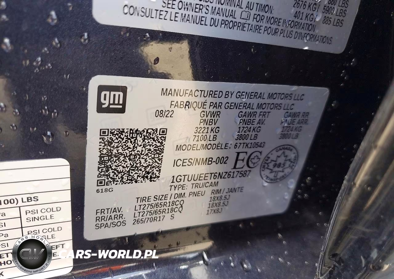 2022 GMC Sierra K1500 At4 VIN:1GTUUEET6NZ617587 - 12