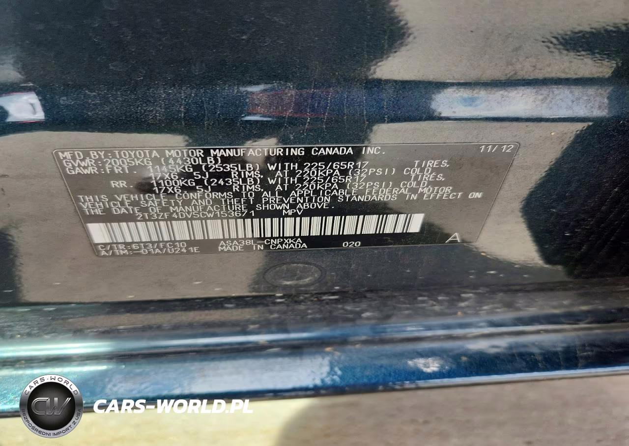 2012 Toyota Rav4 Base VIN:2T3ZF4DV5CW153671 - 13