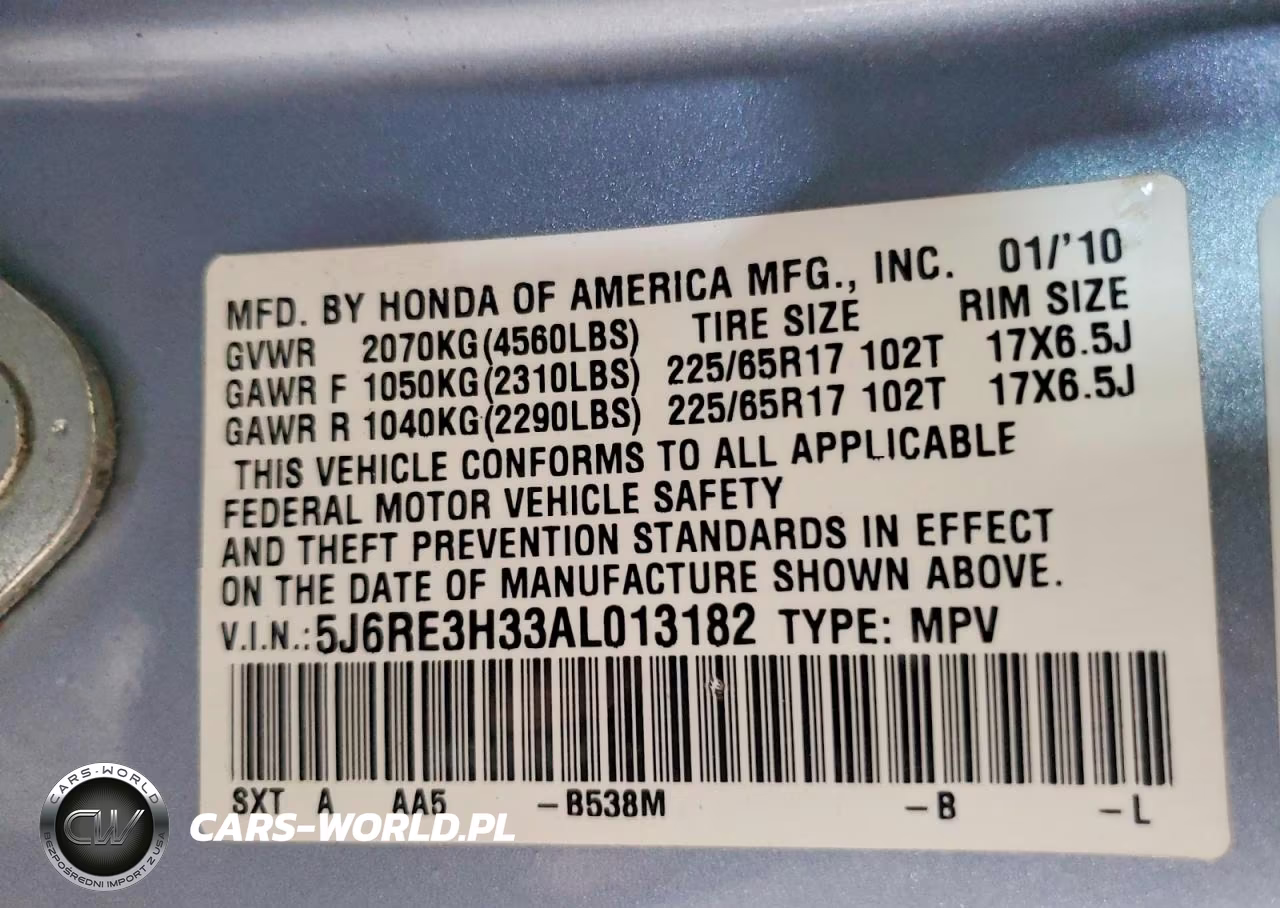 2010 Honda Cr-V Lx VIN:5J6RE3H33AL013182 - 12