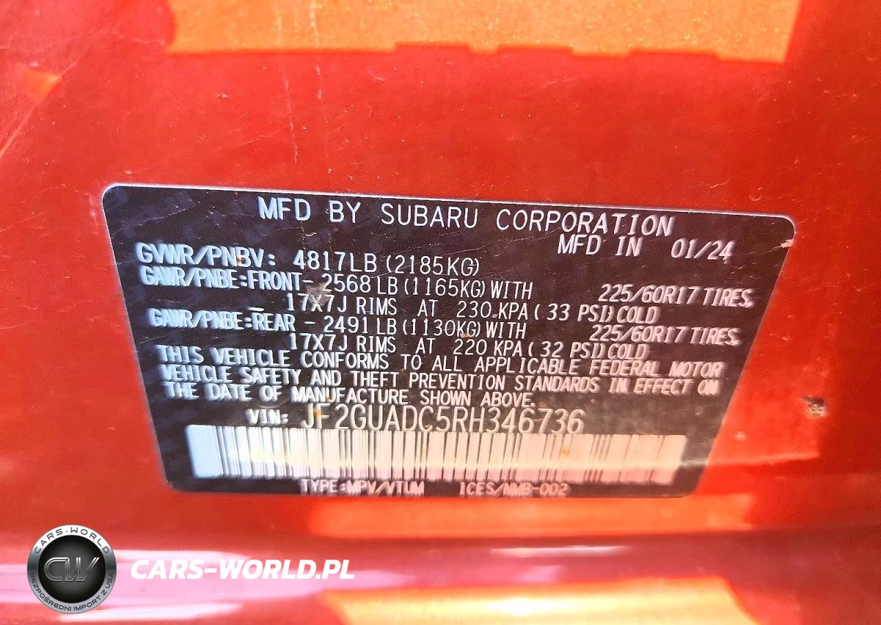2024 Subaru Crosstrek Premium VIN:JF2GUADC5RH346736 - 13
