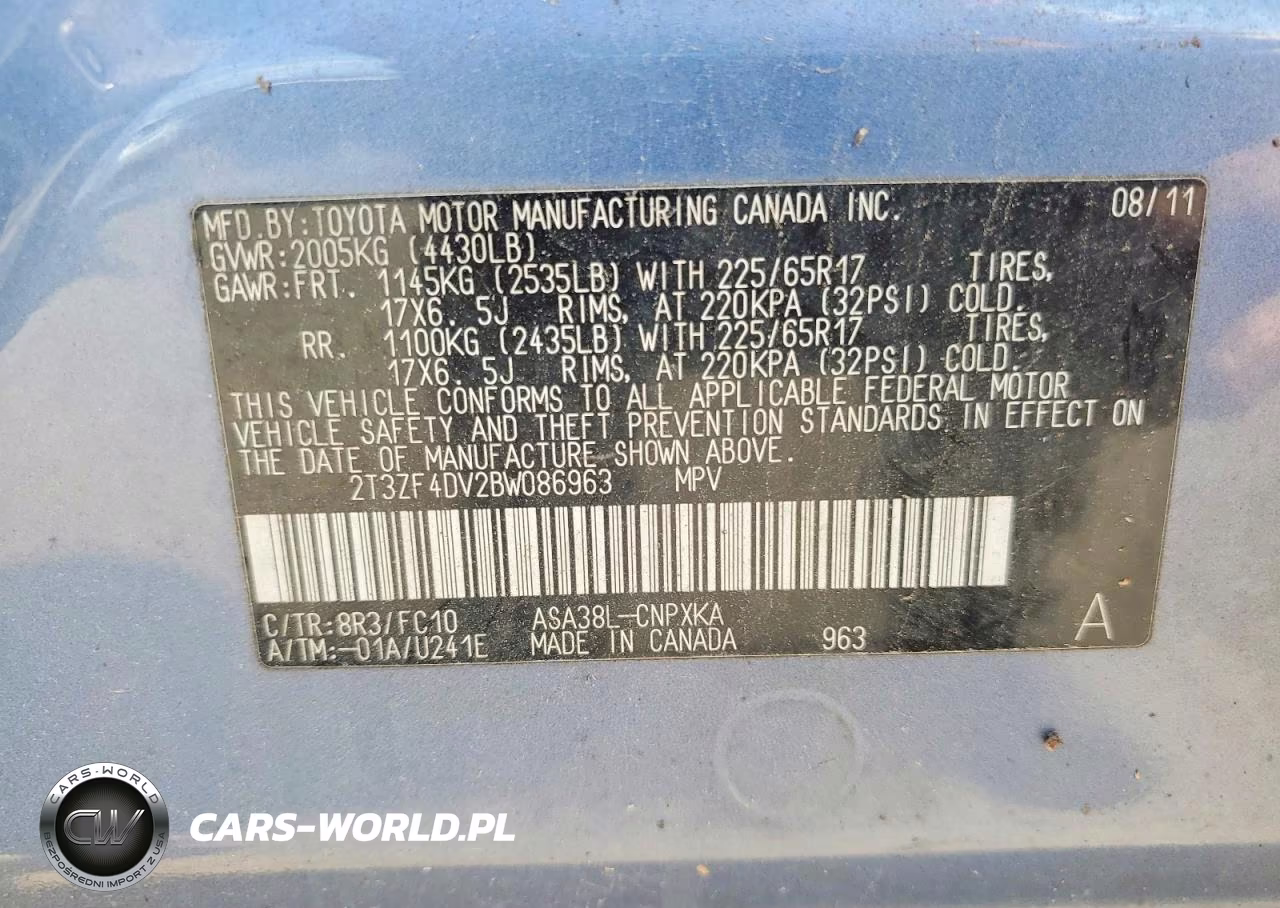2011 Toyota Rav4 Base VIN:2T3ZF4DV2BW086963 - 13