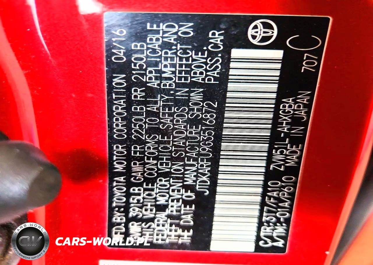 2016 Toyota Prius Three VIN:JTDKARFU9G3516872 - 12