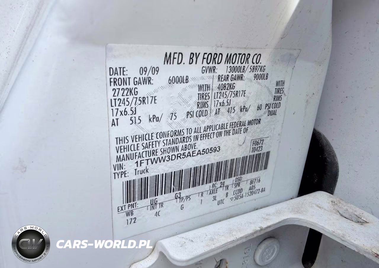 2010 Ford F350 Super Duty VIN:1FTWW3DR5AEA50593 - 10