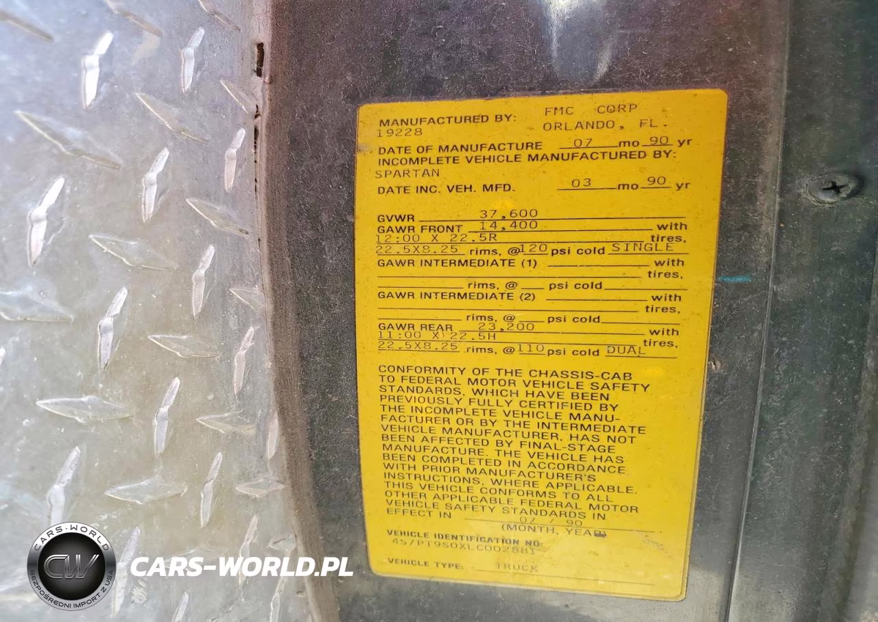 1990 Spartan Motors Diamond Pumper Fire Truck VIN:4S7PT9S0XLC002881 - 14