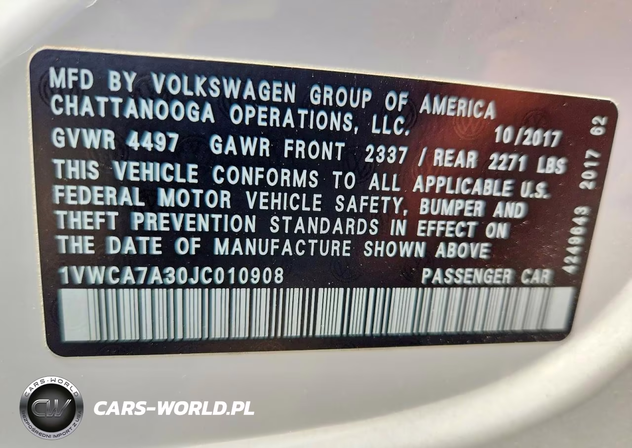 2018 Volkswagen Passat Sel Premium VIN:1VWCA7A30JC010908 - 12